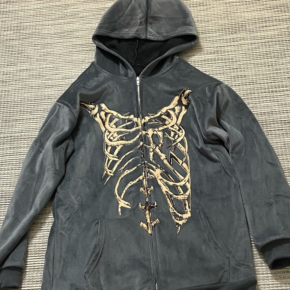 skeleton zip up sweatshirt